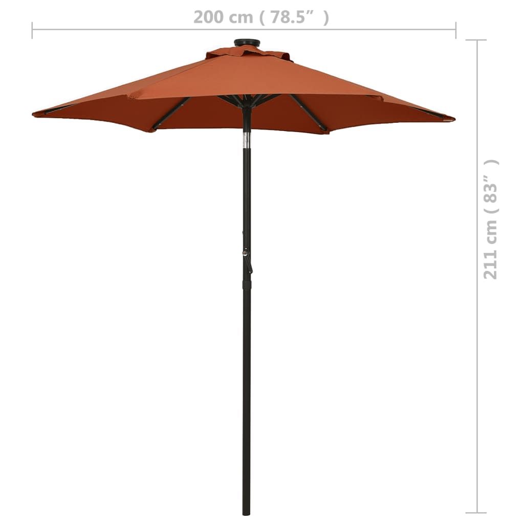 vidaXL Parasol with LED Lights Terracotta 78.7"x83.1" Aluminum