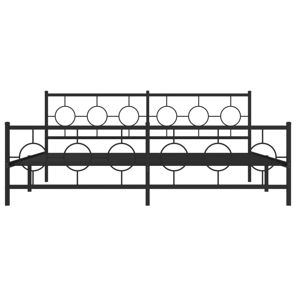 vidaXL Metal Bed Frame without Mattress with Footboard Black 76"x79.9"