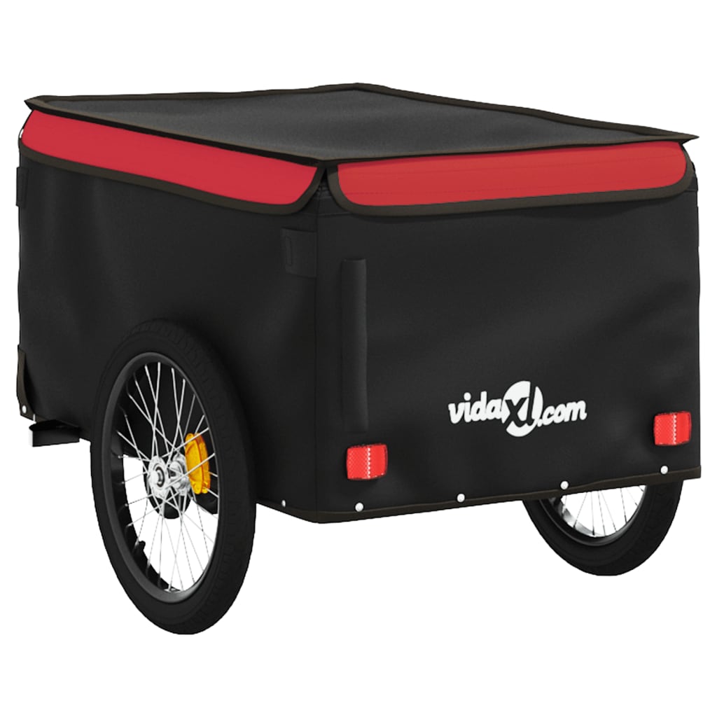 vidaXL Bike Trailer Black and Red 66.1 lb Iron