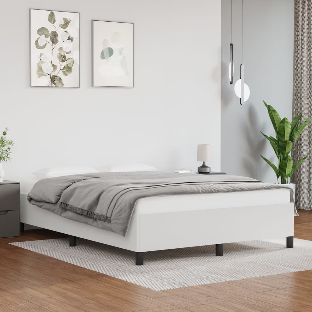 vidaXL Bed Frame White 59.8"x79.9" Queen Faux Leather