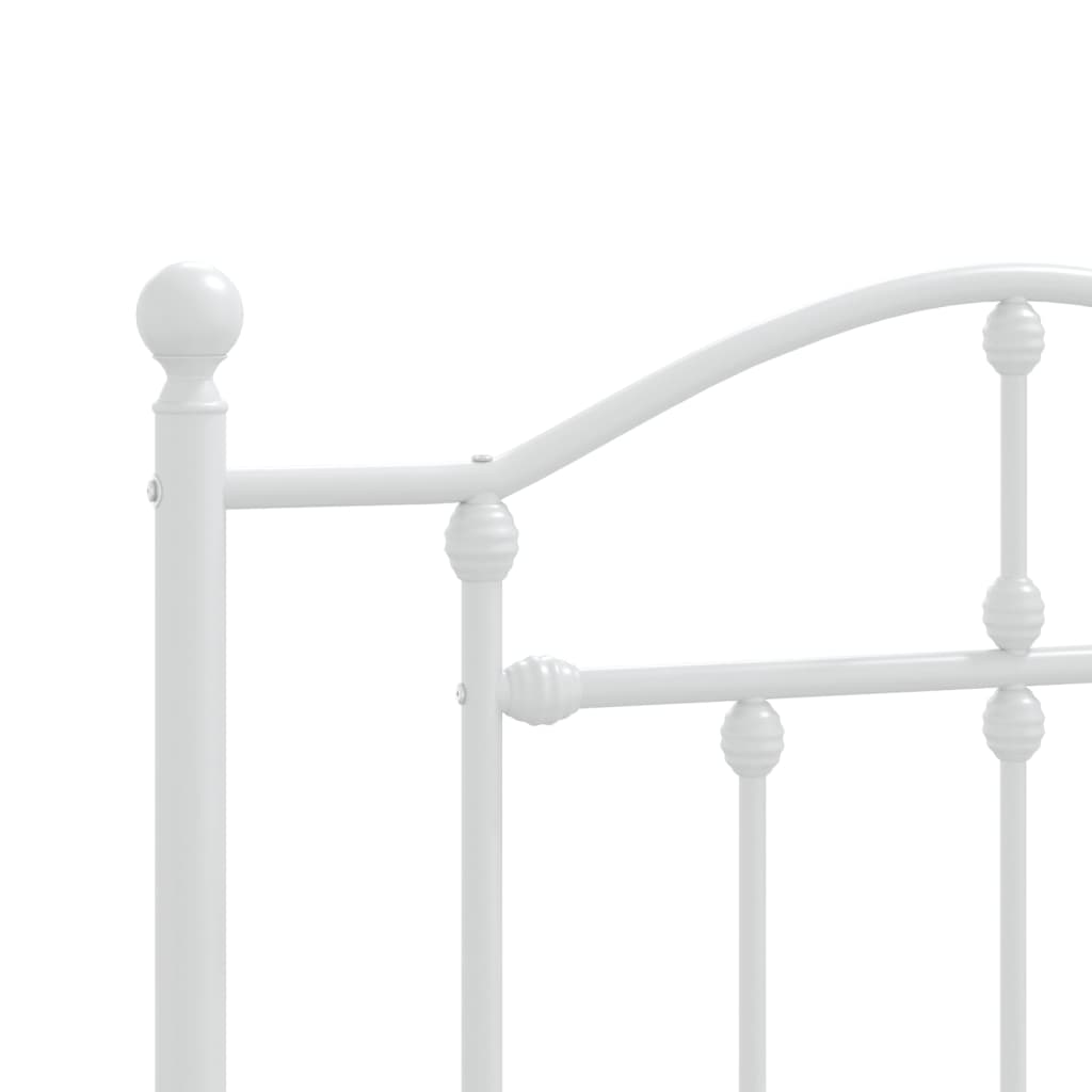 vidaXL Metal Bed Frame without Mattress with Headboard White 39.4"x74.8"