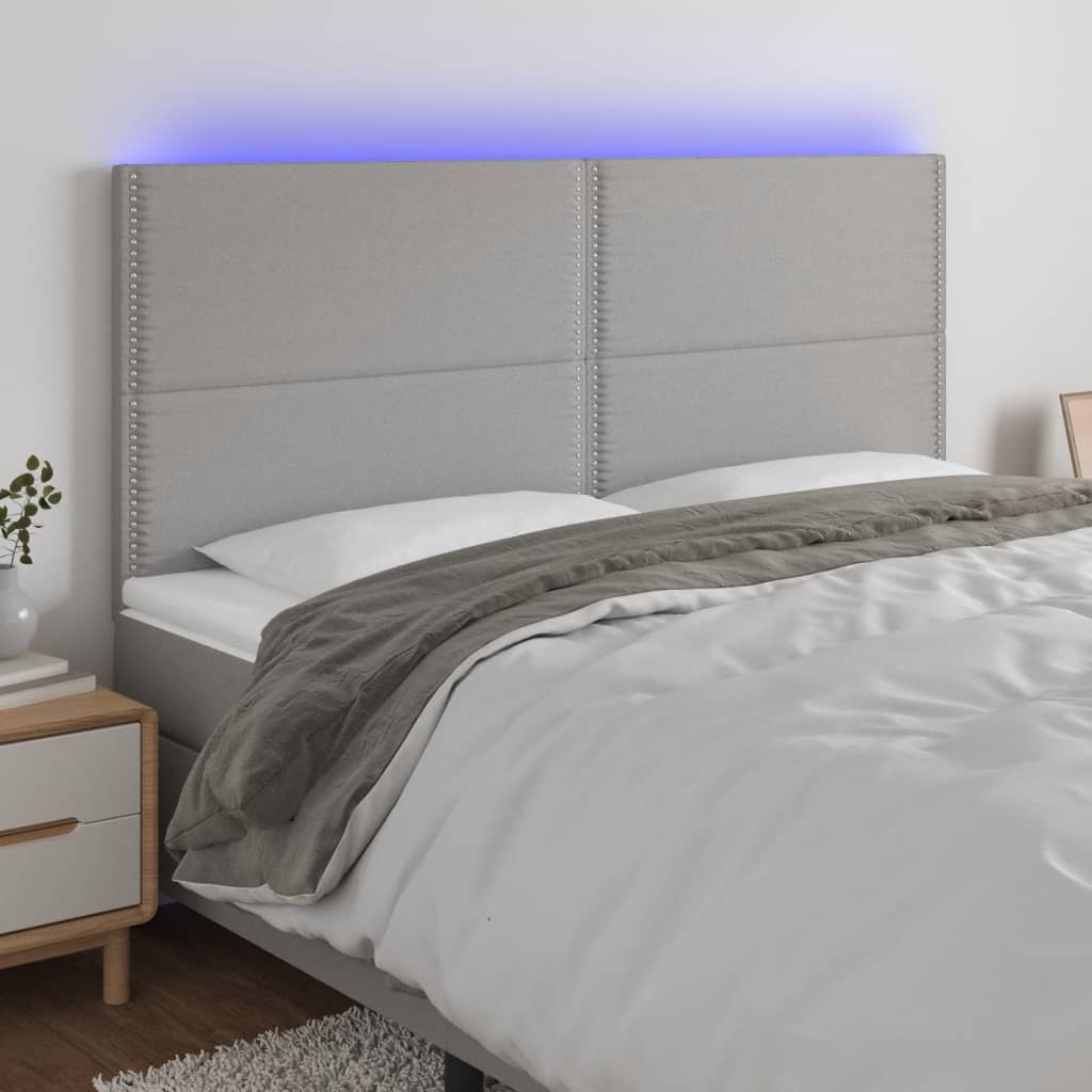 vidaXL LED Headboard Light Gray 63"x2"x46.5"/50.4" Fabric