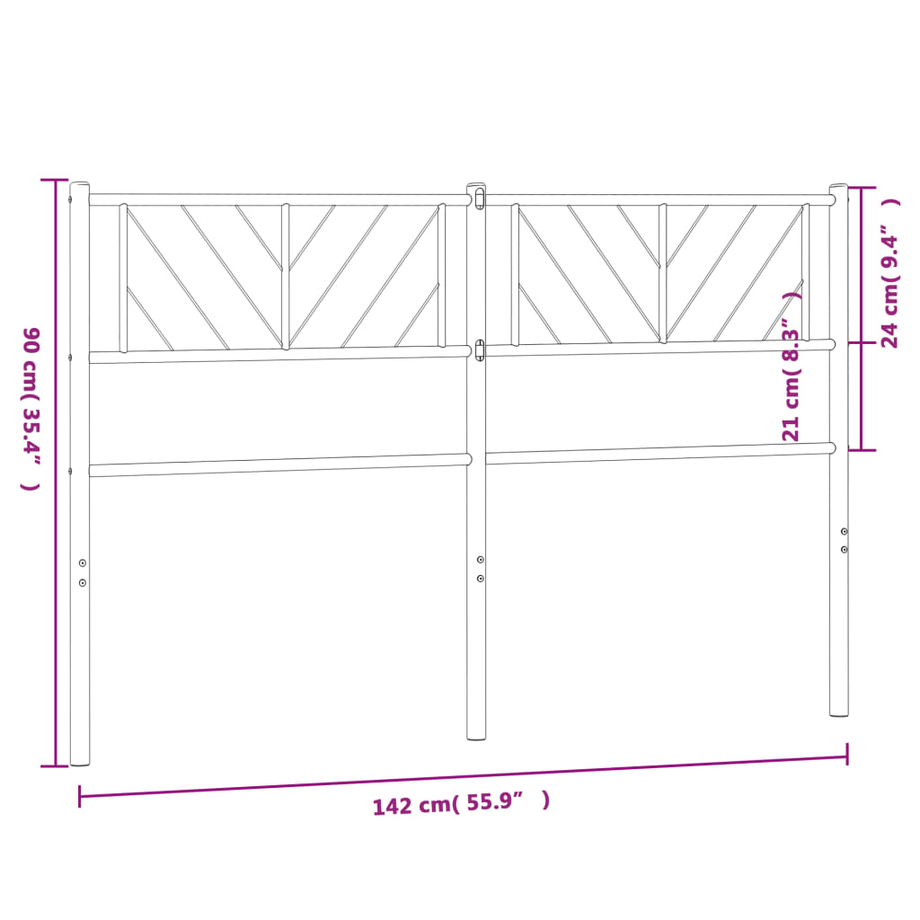 vidaXL Metal Headboard White 53.1"