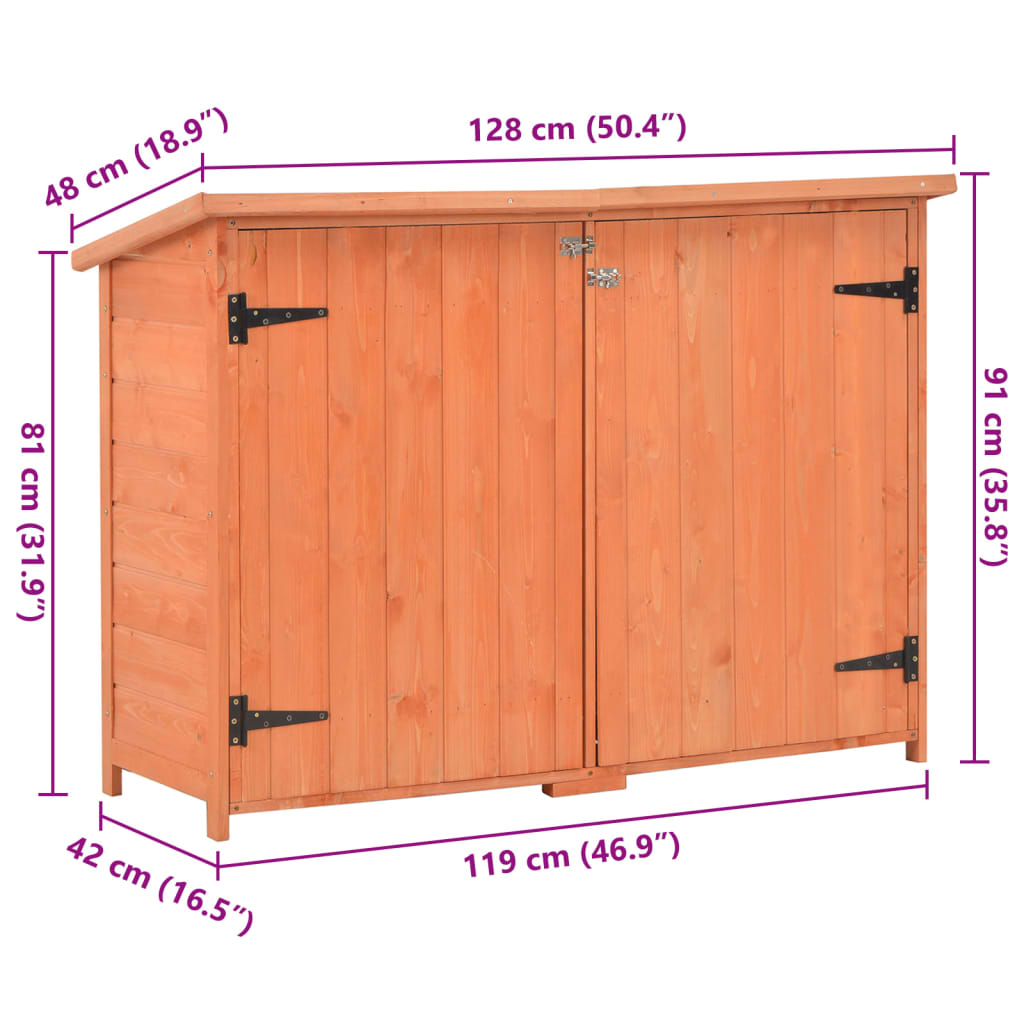 vidaXL Garden Storage Shed 50.4"x16.5"x35.8" Wood