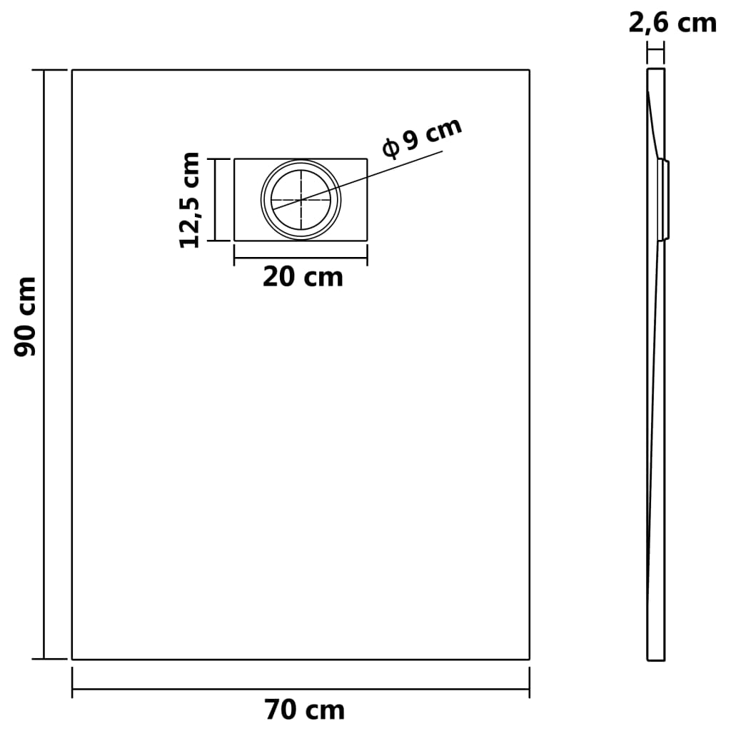 vidaXL Shower Base Tray SMC Brown 35.4"x27.6"