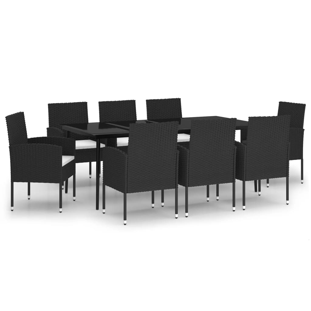 vidaXL 9 Piece Patio Dining Set Black