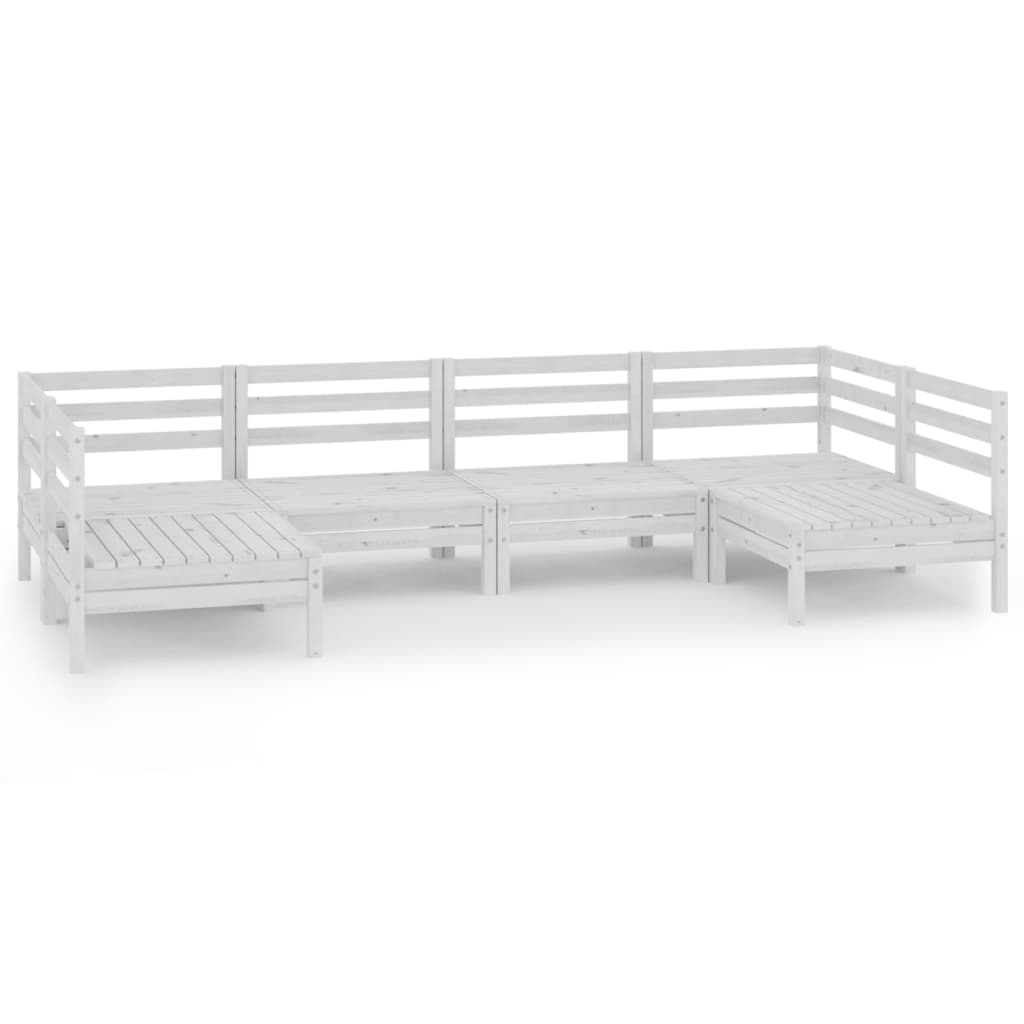 vidaXL 6 Piece Patio Lounge Set White Solid Pinewood