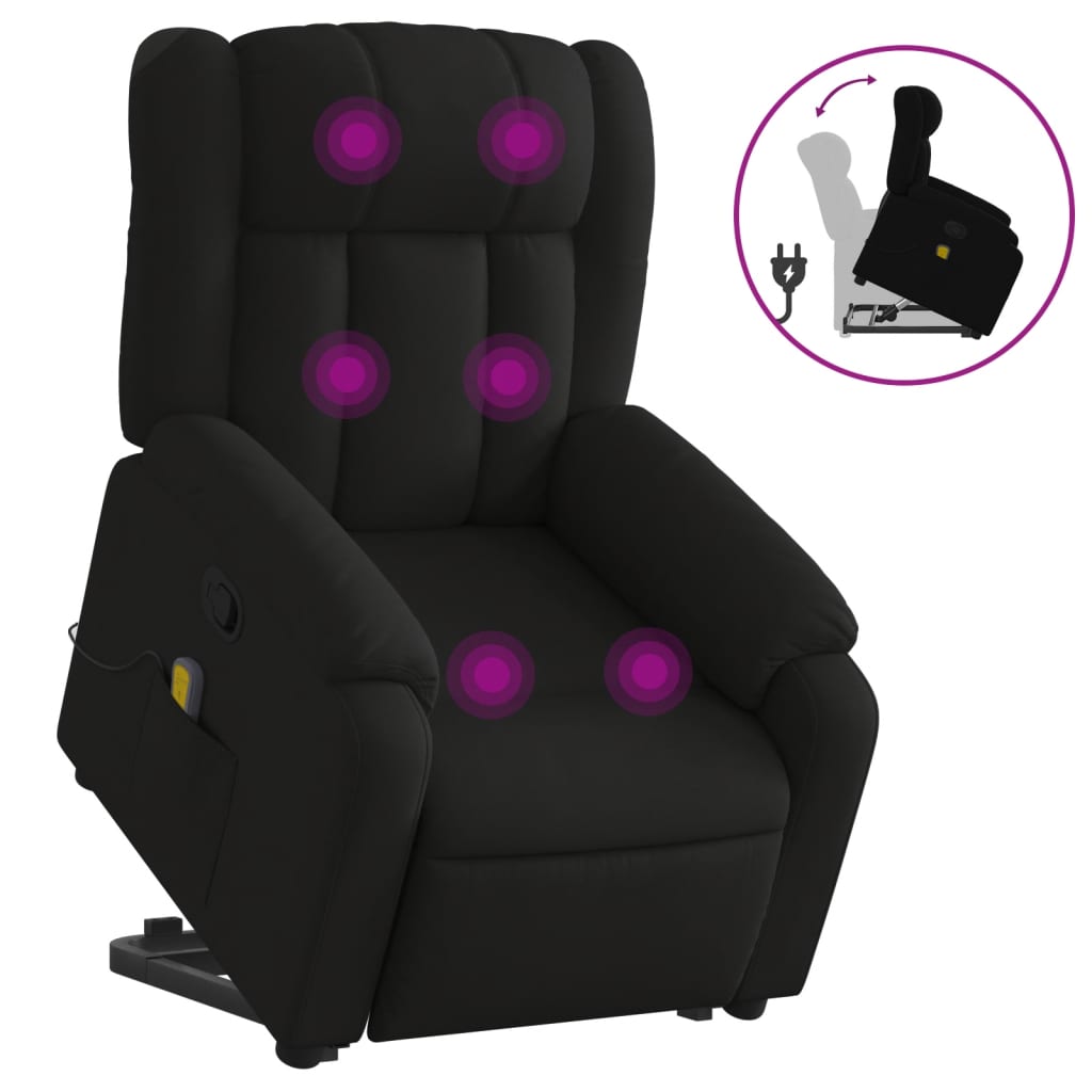 vidaXL Stand up Massage Recliner Chair Black Fabric