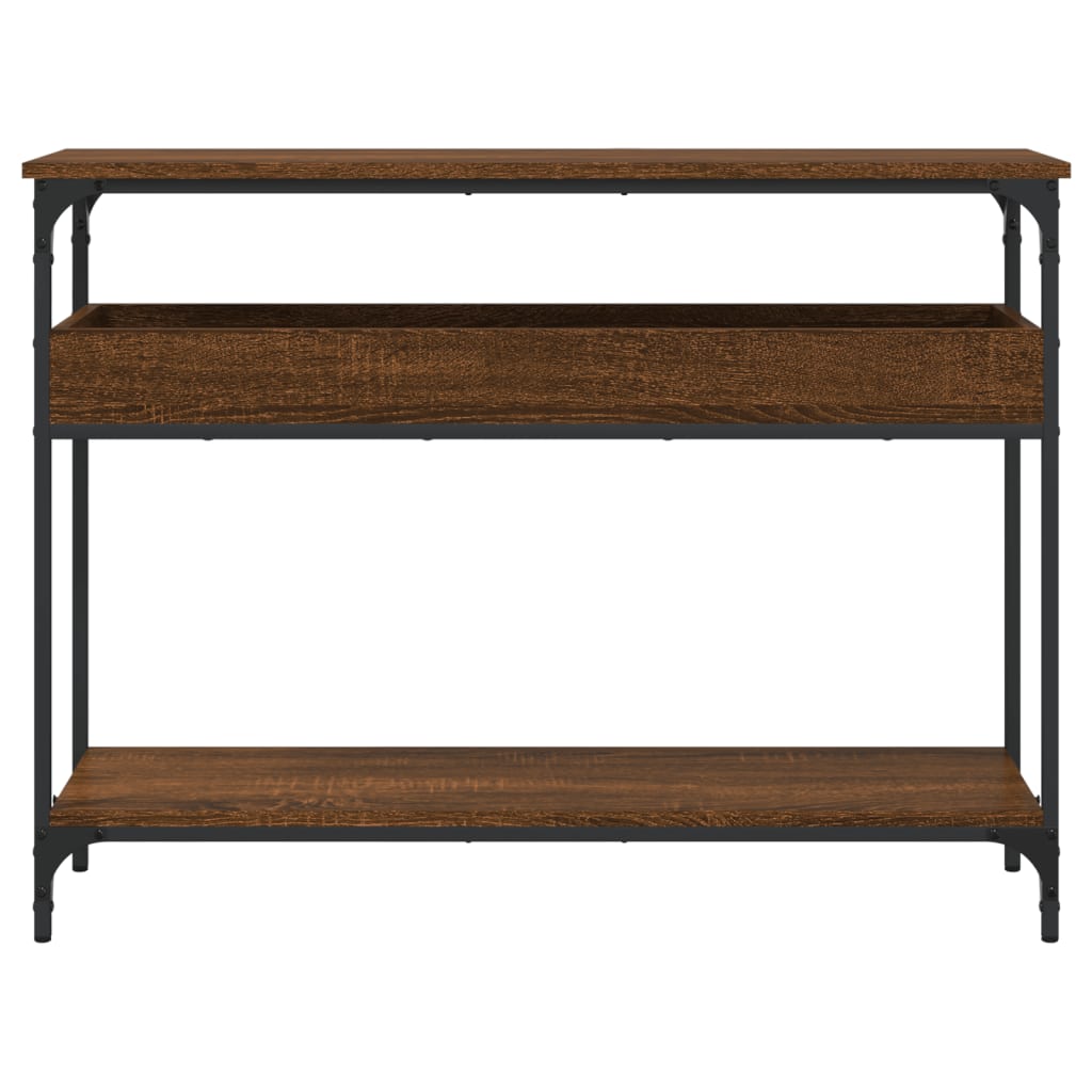 vidaXL Console Table with Shelf Brown Oak 39.4"x11.4"x29.5" Engineered Wood