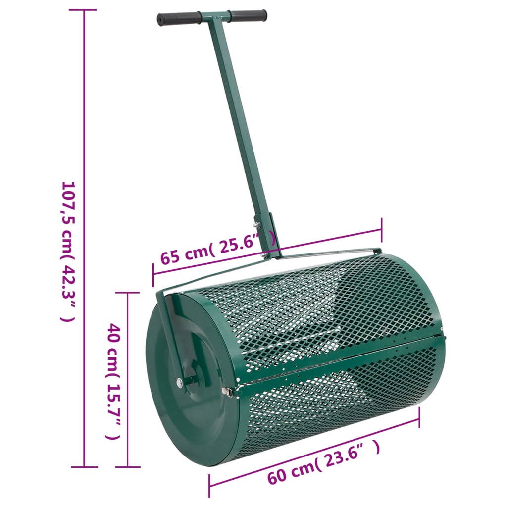 vidaXL Compost Spreader Green Ø15.7"x23.6" Steel