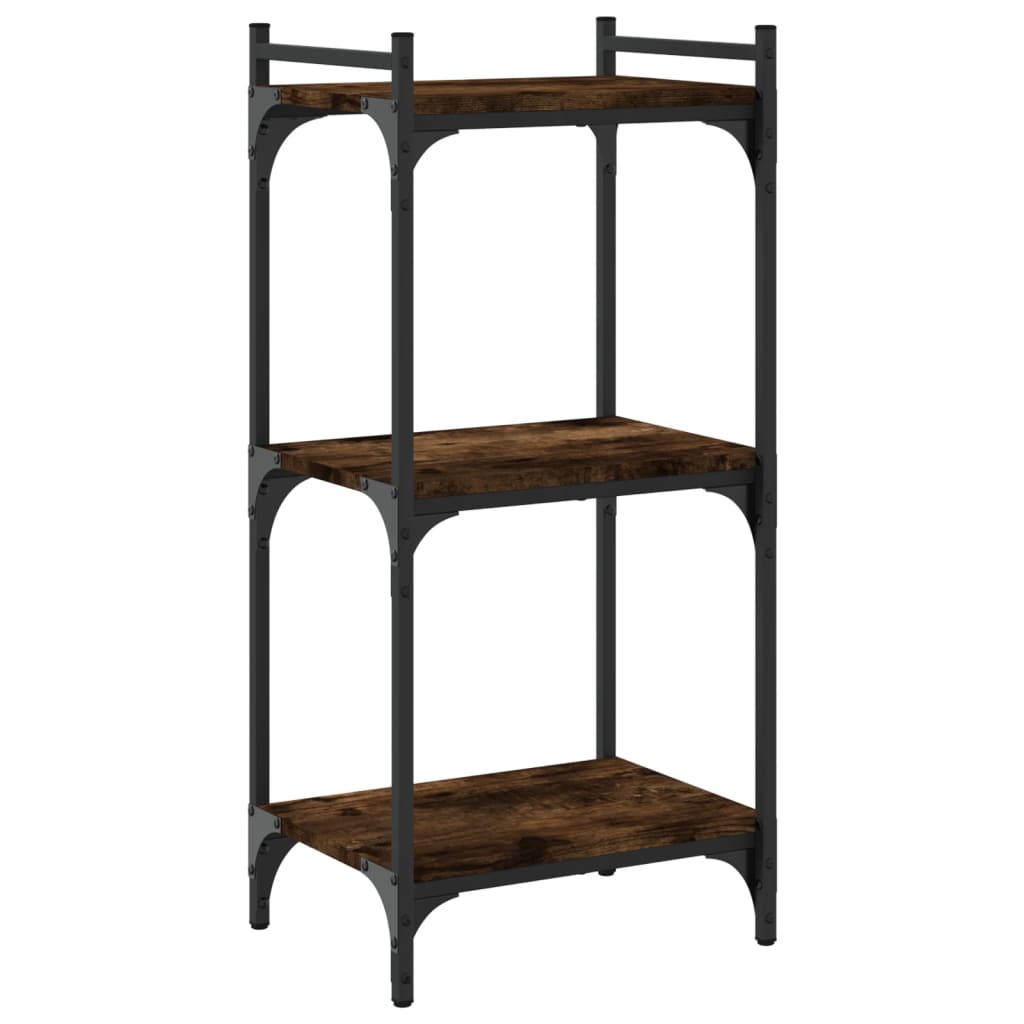 vidaXL Bookcase 3-Tier Smoked Oak 15.7"x11.8"x33.9" Engineered Wood