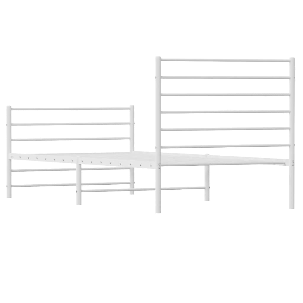 vidaXL Metal Bed Frame without Mattress with Footboard White 39.4"x78.7"