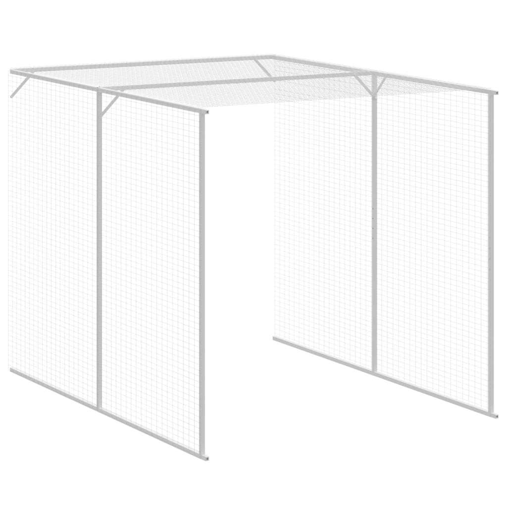 vidaXL Chicken Cage with Run Light Gray 65"x259.4"x71.3" Galvanized Steel