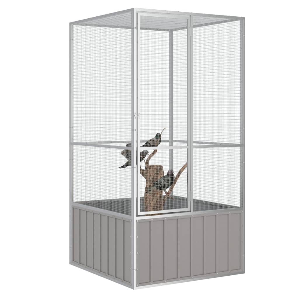 vidaXL Bird Cage Gray 43.7"x42.1"x83.3" Galvanized Steel