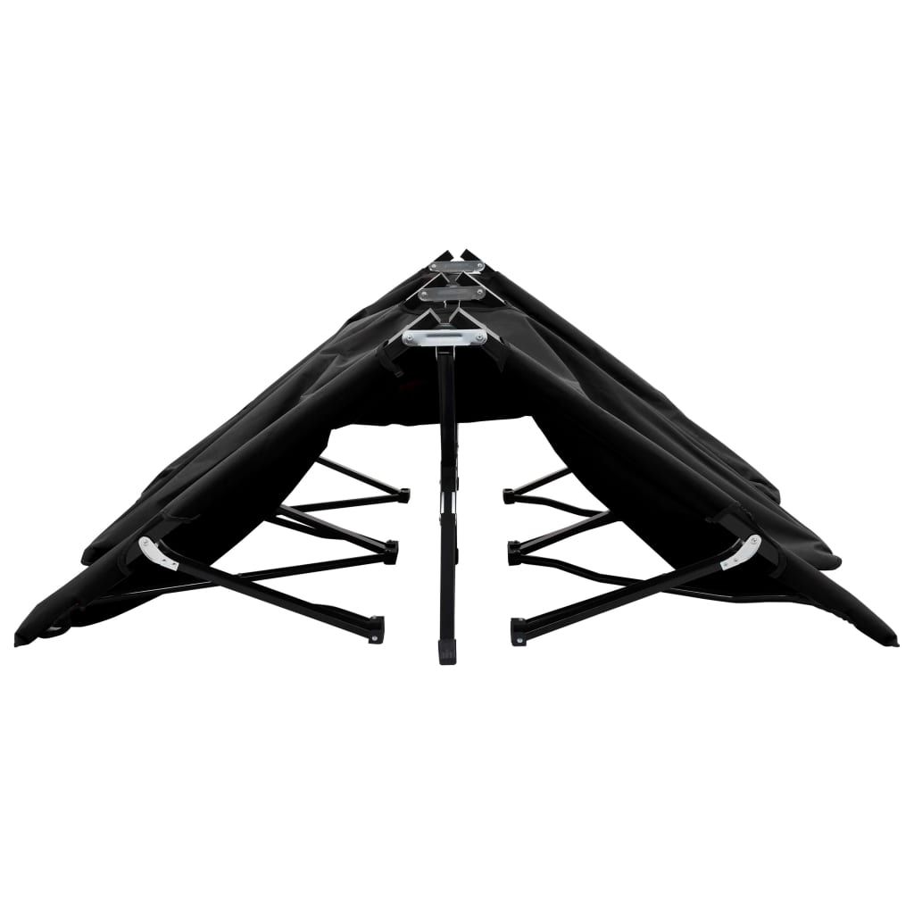 vidaXL Two Person Folding Sun Lounger Black Steel