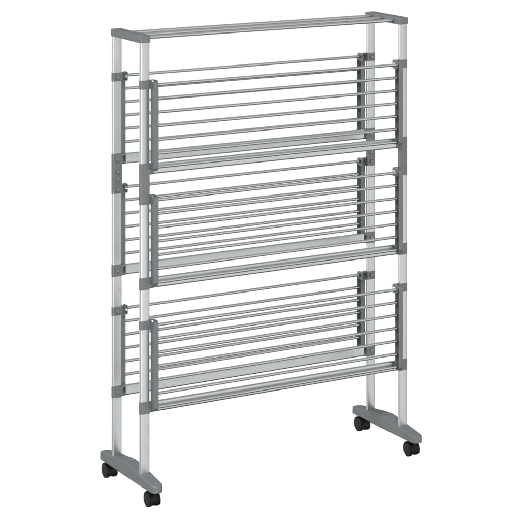 vidaXL Laundry Drying Rack with Wheels 35"x25.2"x50.8" Aluminum