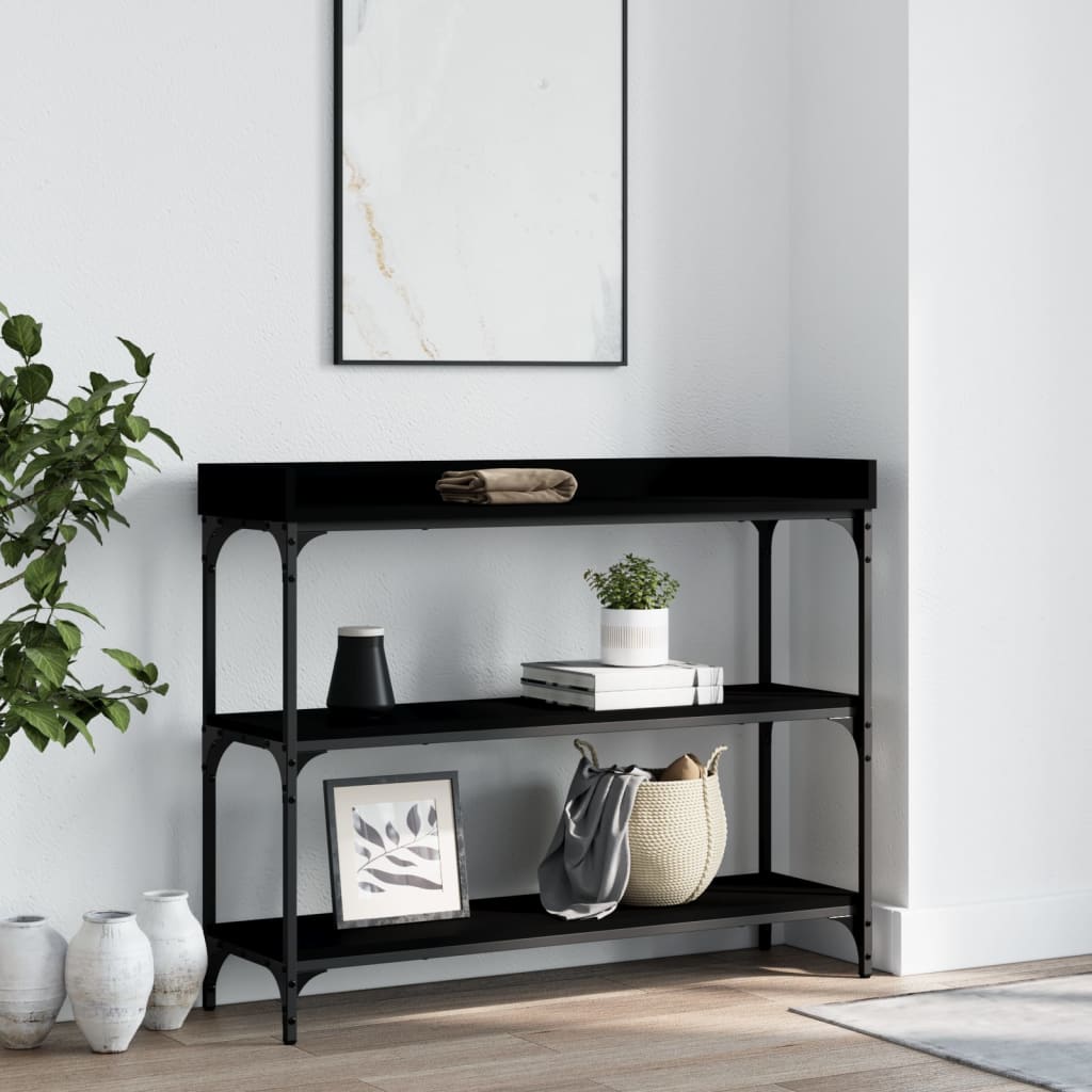 vidaXL Console Table with Shelves Black 39.4"x11.8"x31.5"