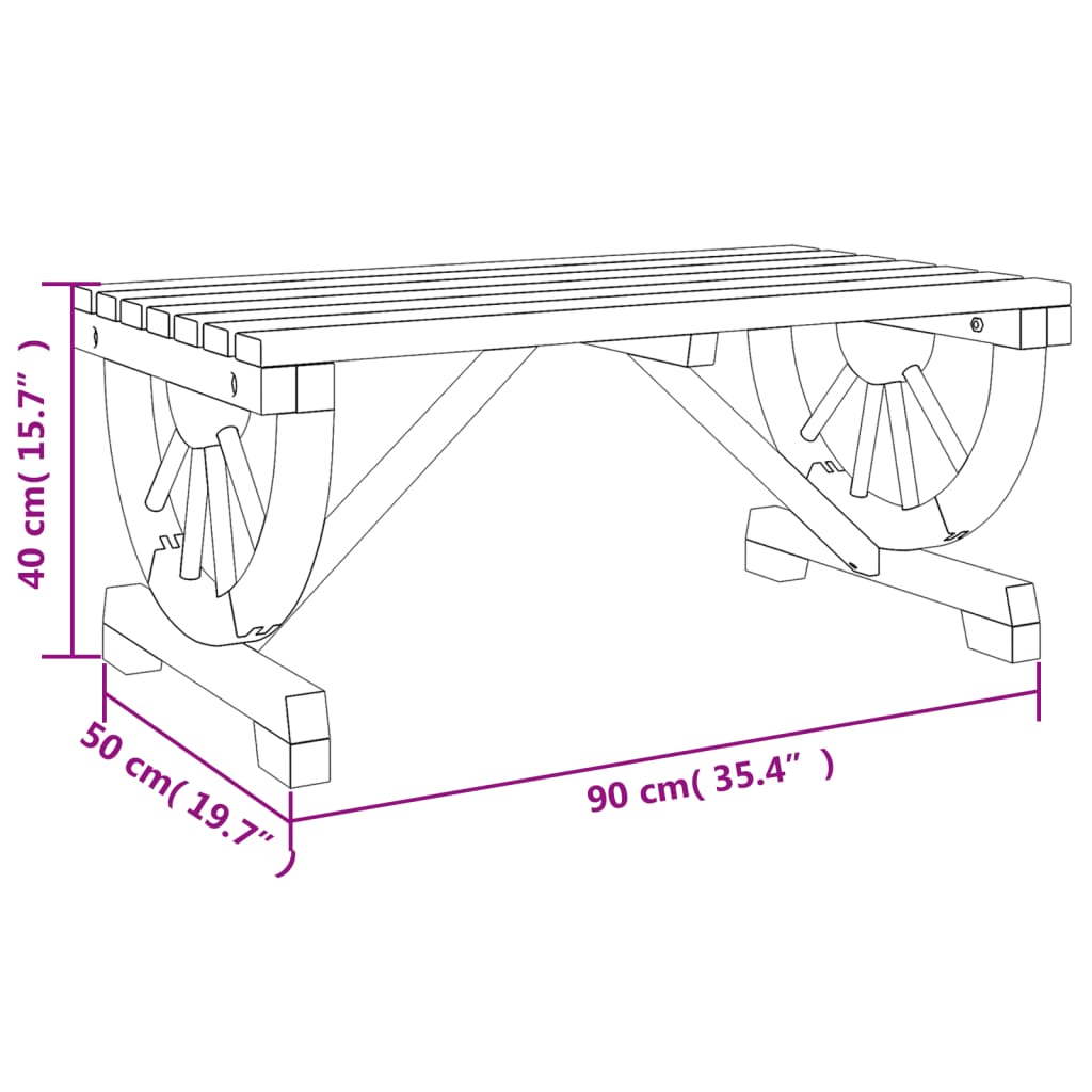 vidaXL Patio Coffee Table 35.4"x19.7"x15.7" Solid Wood Fir