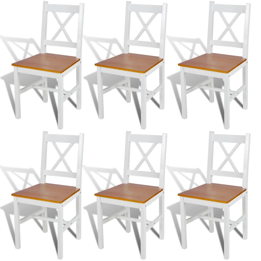 vidaXL Dining Chairs 6 pcs White Pinewood