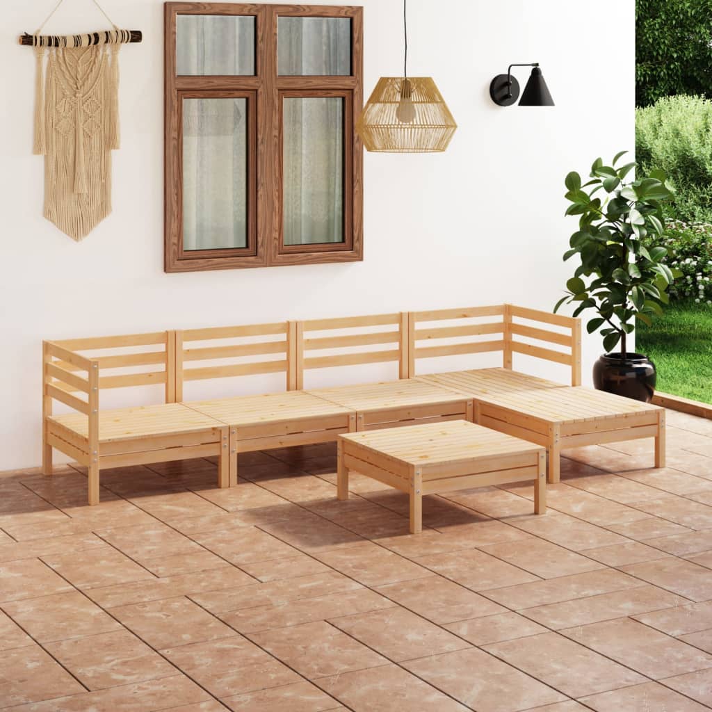 vidaXL 6 Piece Patio Lounge Set Solid Pinewood