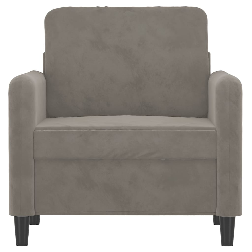 vidaXL Sofa Chair Light Gray 23.6" Velvet