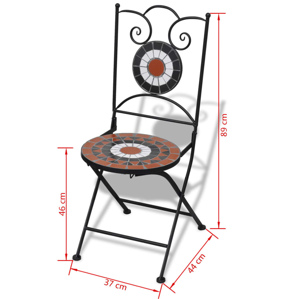 vidaXL 3 Piece Bistro Set Ceramic Tile Terracotta and White