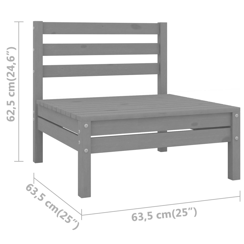 vidaXL 3 Piece Patio Lounge Set Solid Wood Pine Gray