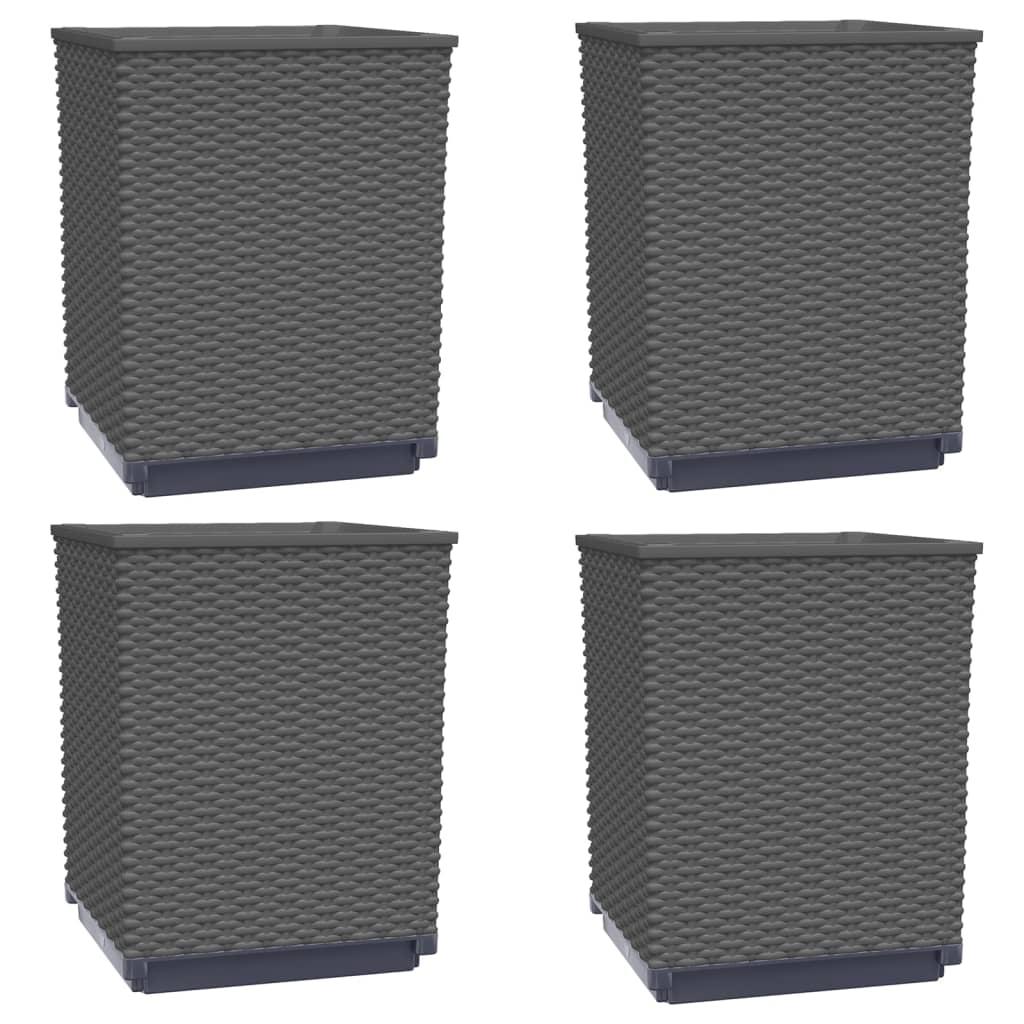 vidaXL Planters 4 pcs Black 11.8"x11.8"x14.6" Polypropylene