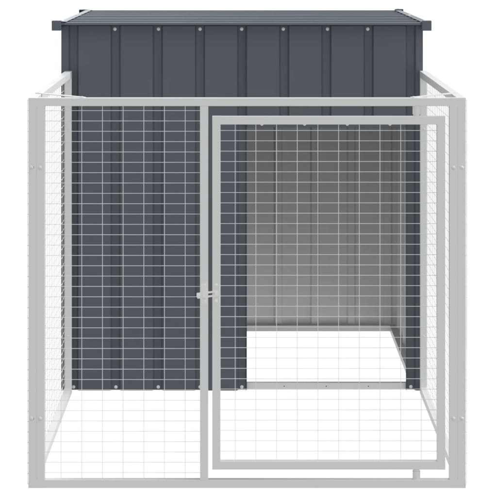 vidaXL Dog House with Run Anthracite 43.3"x79.1"x43.3" Galvanized Steel