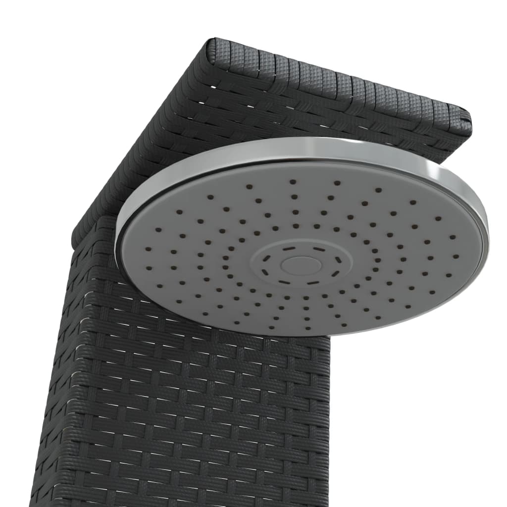 vidaXL Outdoor Shower Black 21.7"x23.6"x88.2" Poly Rattan and Acacia Wood