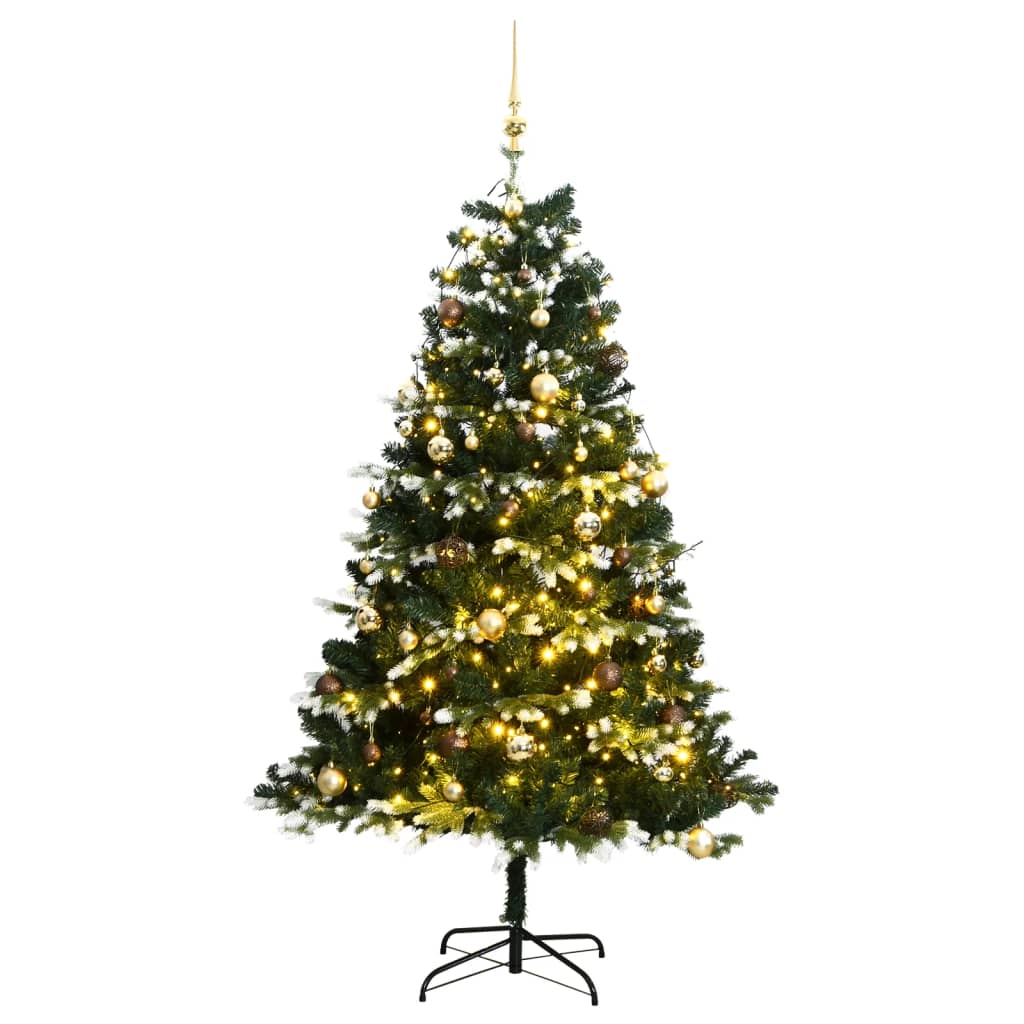 vidaXL Artificial Hinged Christmas Tree 300 LEDs & Ball Set 70.9"