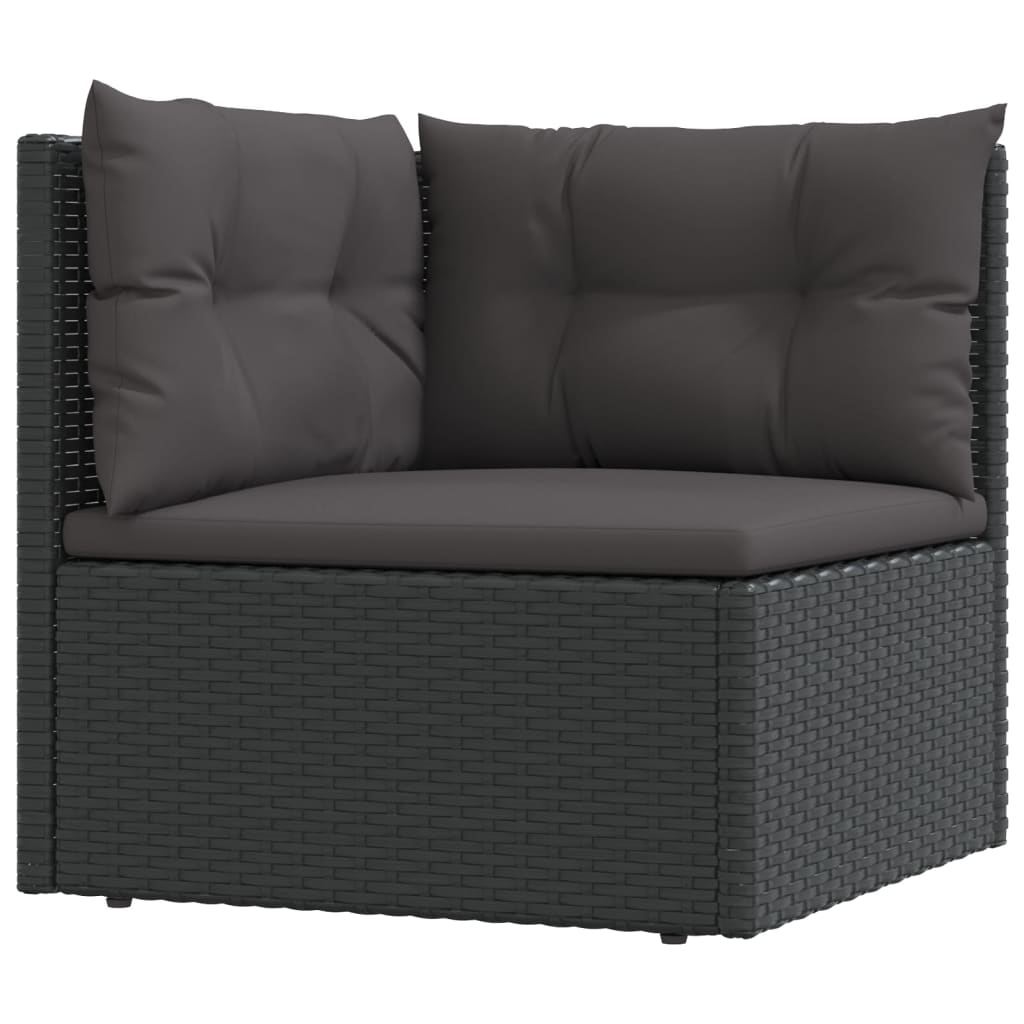 vidaXL 7 Piece Patio Lounge Set with Cushions Black Poly Rattan