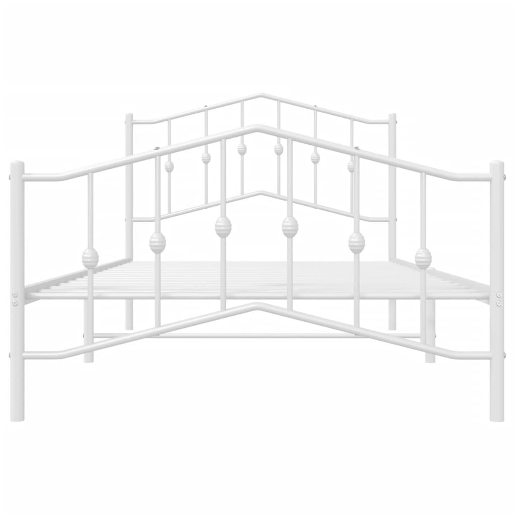 vidaXL Metal Bed Frame with Headboard and Footboard White 39.4"x78.7"