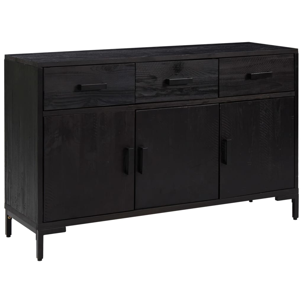 vidaXL Sideboard Black 43.3"x13.8"x27.6" Solid Wood Pine