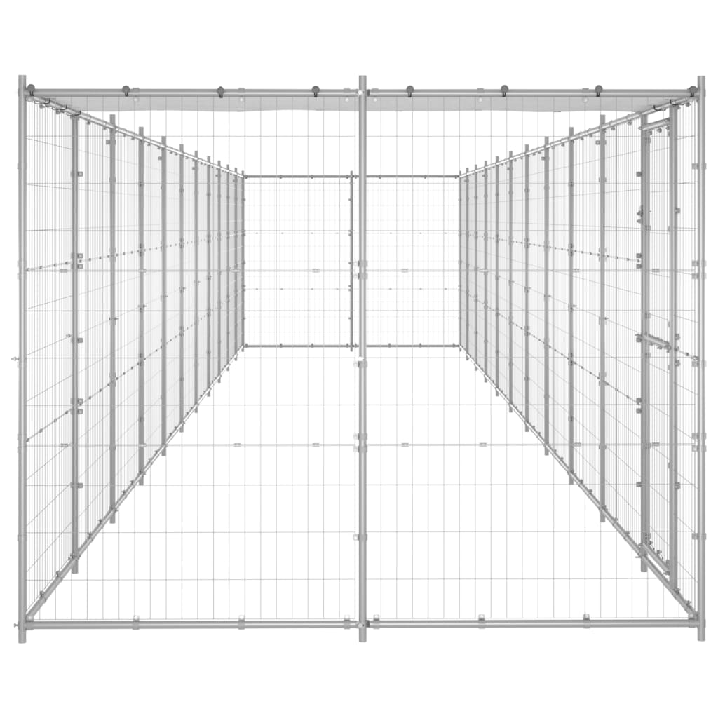 vidaXL Outdoor Dog Kennel Galvanized Steel with Roof 286.5 ft²