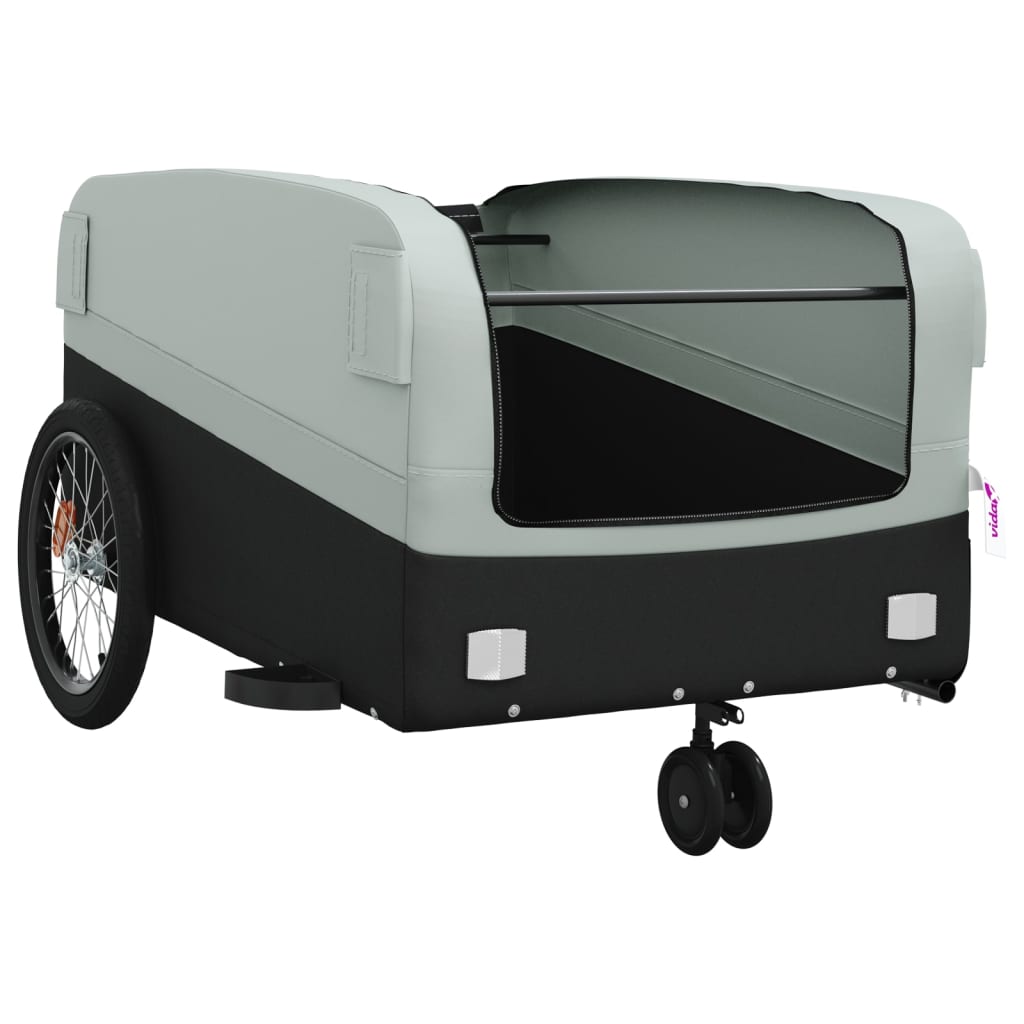 vidaXL Bike Trailer Black and Gray 99.2 lb Iron