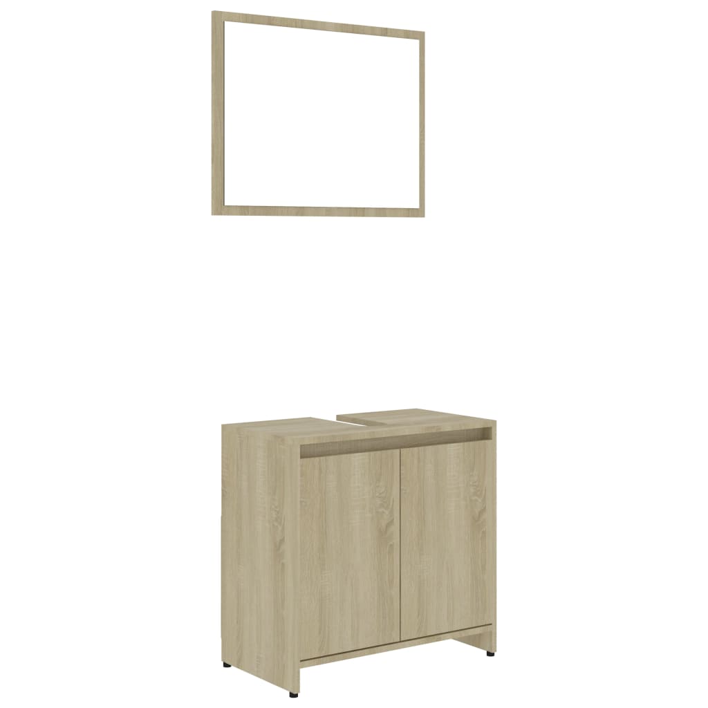 vidaXL 3 Piece Bathroom Furniture Set Sonoma Oak Engineered Wood