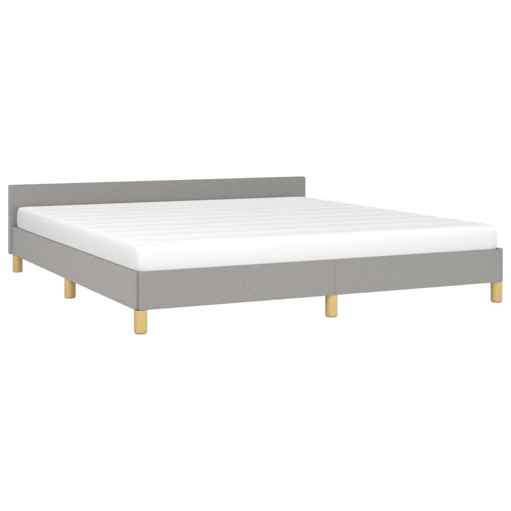 vidaXL Bed Frame with Headboard Light Gray 72"x83.9" California King Fabric