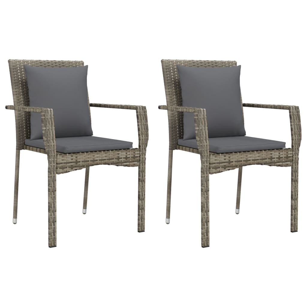 vidaXL 9 Piece Patio Dining Set with Cushions Gray Poly Rattan