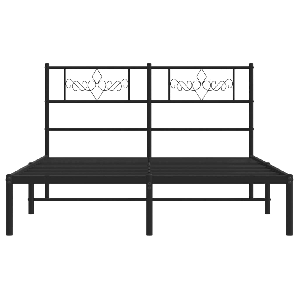 vidaXL Metal Bed Frame without Mattress with Headboard Black 59.1"x78.7"