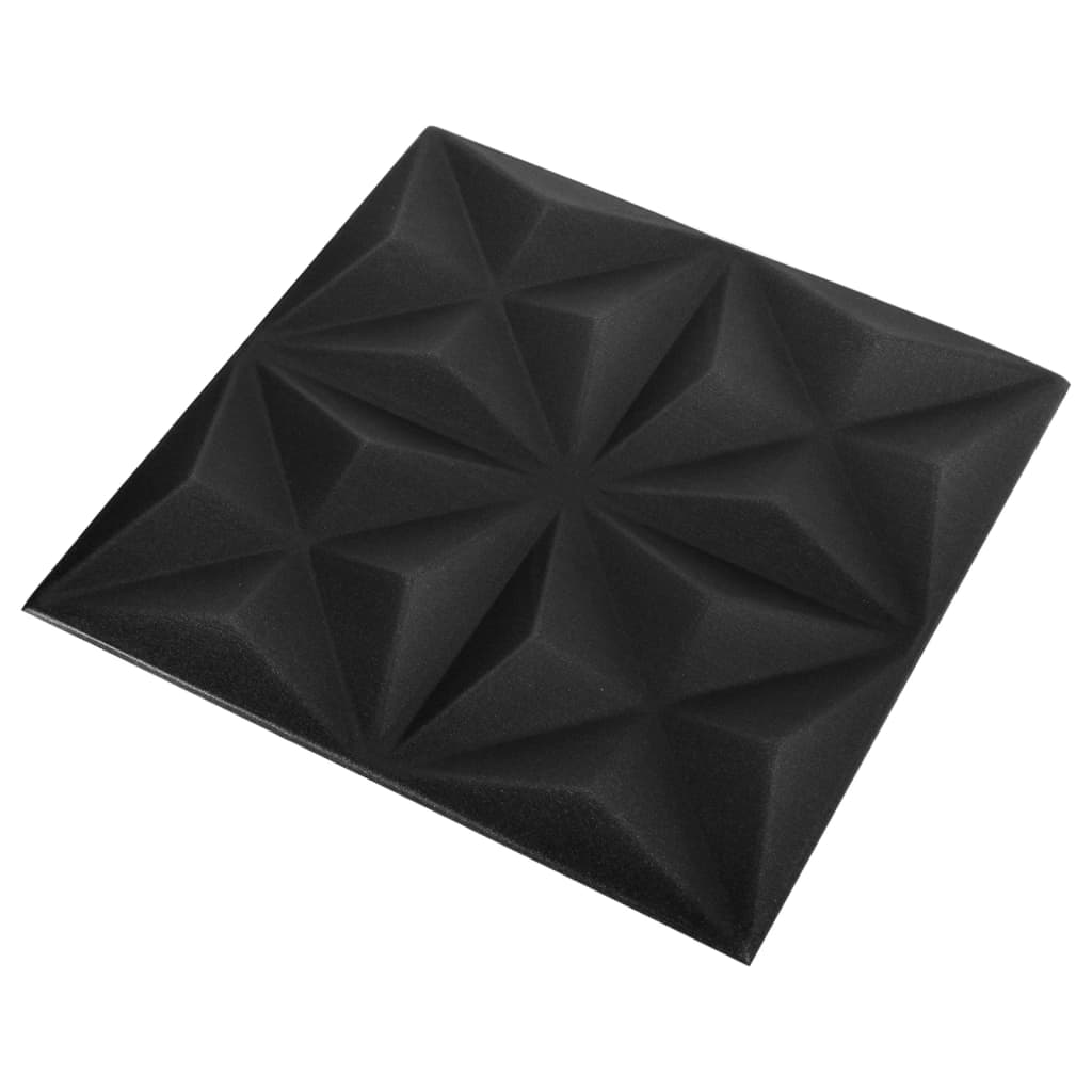 vidaXL 3D Wall Panels 48 pcs 19.7"x19.7" Origami Black 129.2 ft²