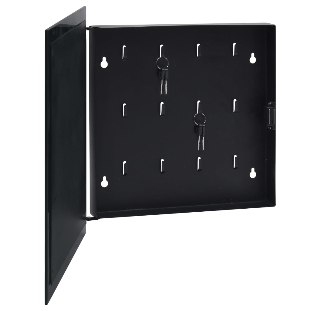 vidaXL Key Box with Magnetic Board Black 13.8"x13.8"x1.6"