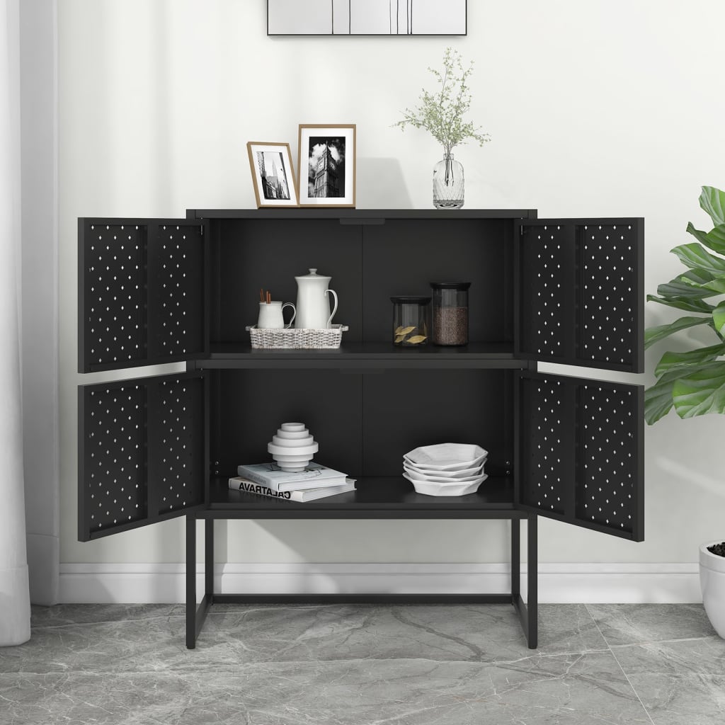 vidaXL Highboard Black 31.5"x13.8"x39.4" Steel