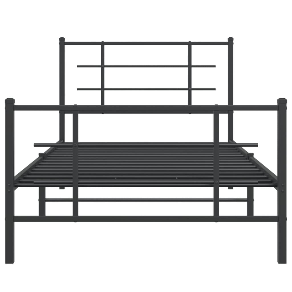 vidaXL Metal Bed Frame without Mattress with Footboard Black 39.4"x78.7"