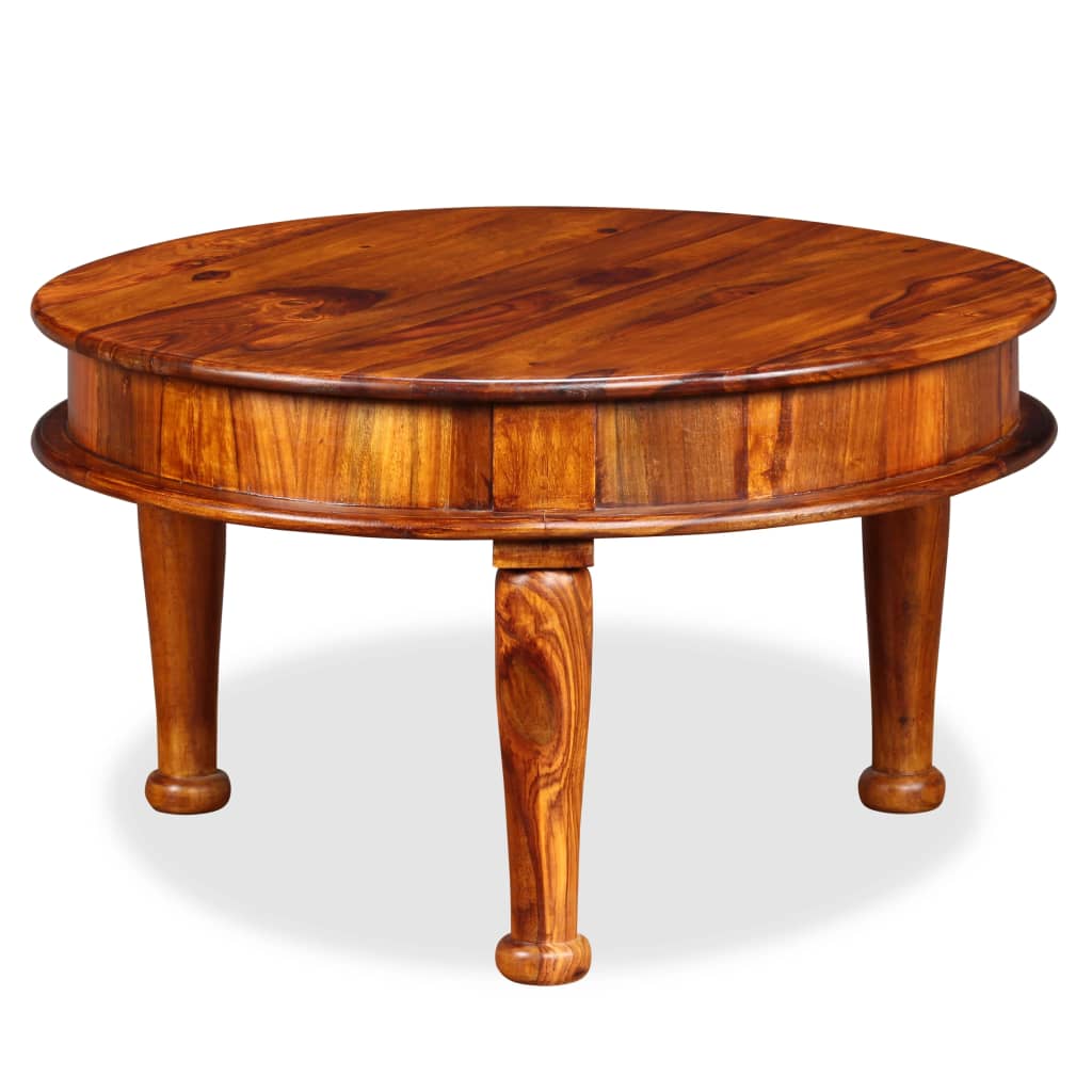 vidaXL Coffee Table Solid Sheesham Wood 27.6"x27.6"x15.7"