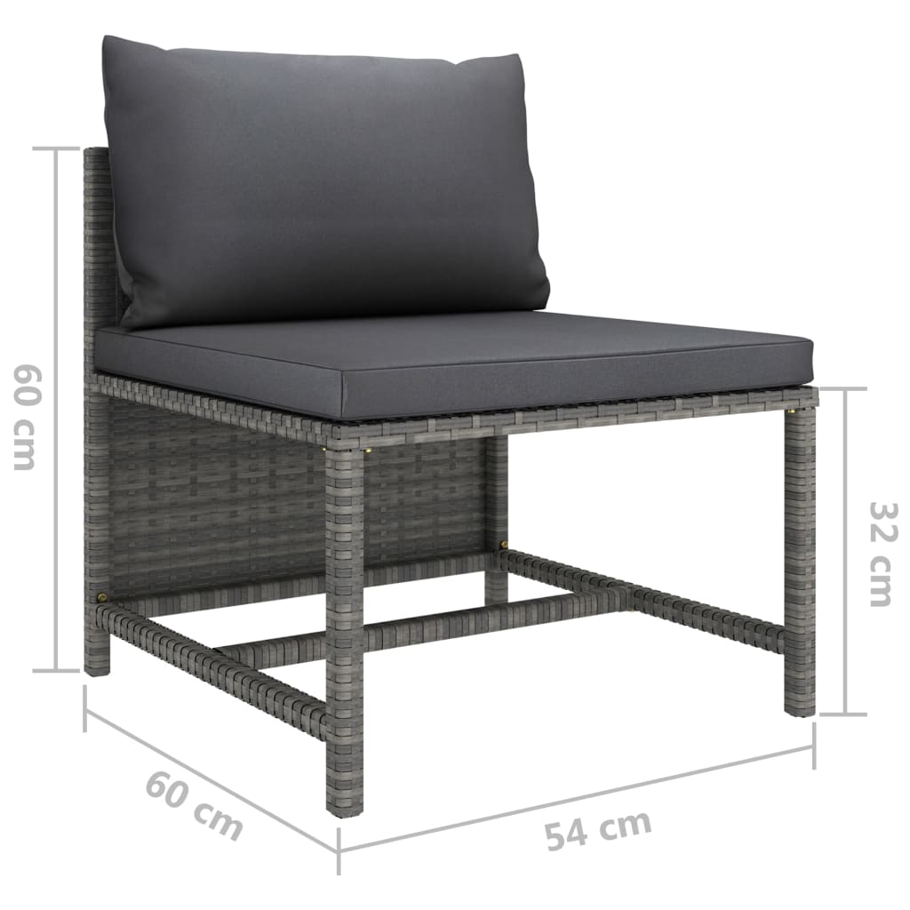 vidaXL 12 Piece Patio Lounge Set with Cushions Poly Rattan Gray