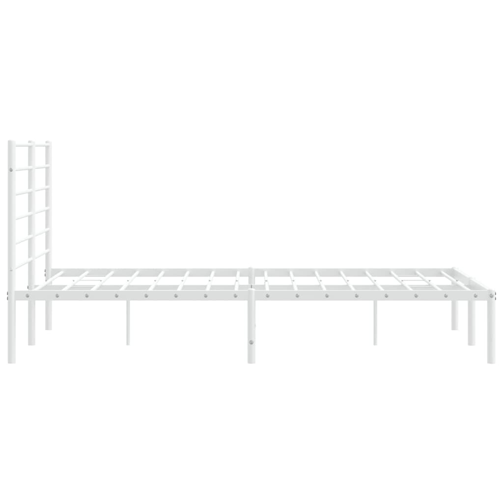 vidaXL Metal Bed Frame with Headboard White 53.9"x74.8" Full