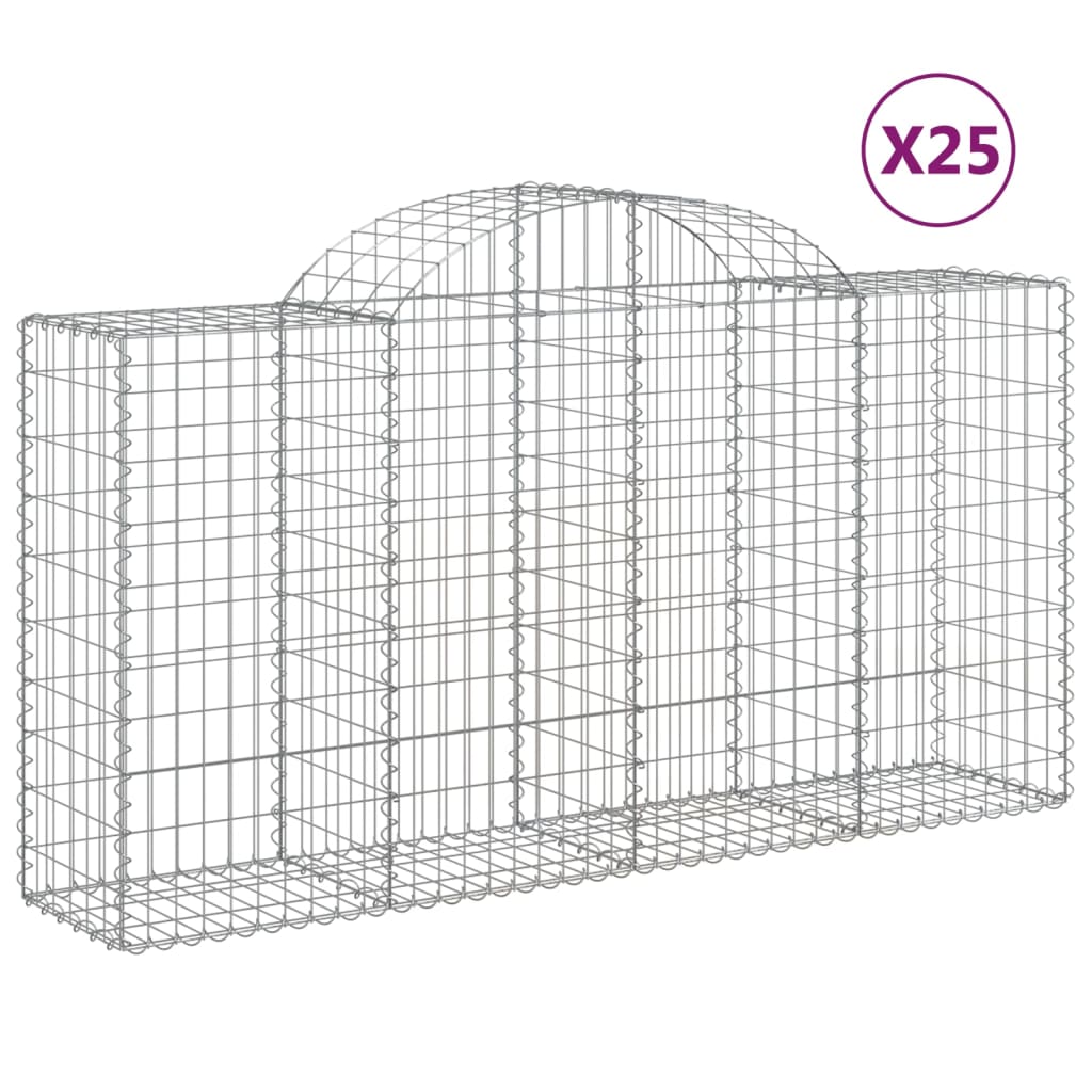 vidaXL Arched Gabion Baskets 25 pcs 78.7"x19.7"x39.4"/47.2" Galvanized Iron