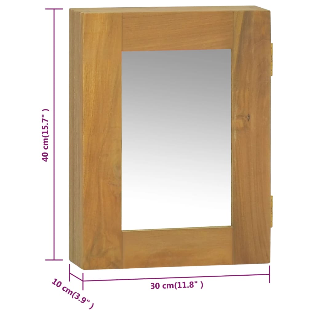 vidaXL Mirror Cabinet 11.8"x3.9"x15.7" Solid Wood Teak