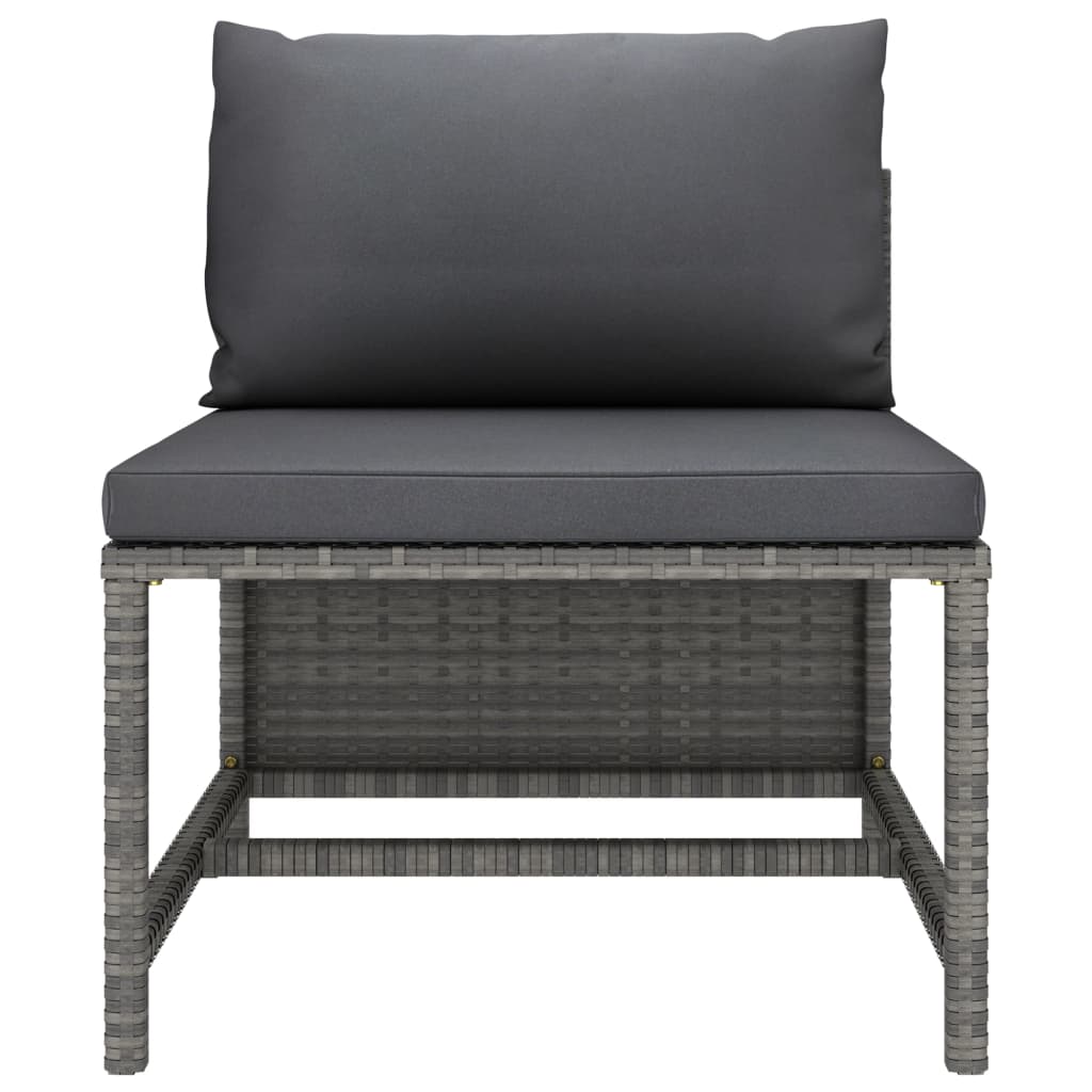 vidaXL 11 Piece Patio Lounge Set with Cushions Poly Rattan Gray